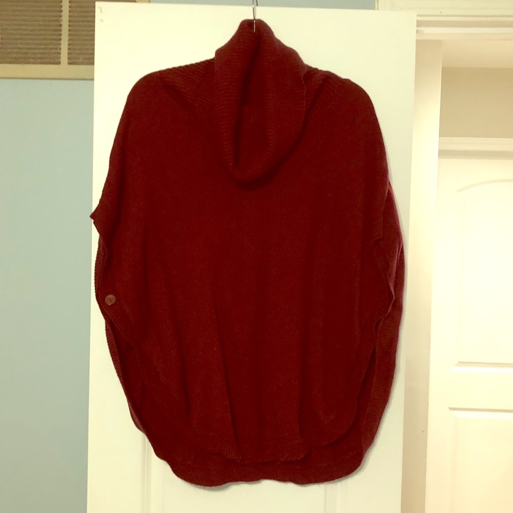Maroon cowl neck poncho sweater